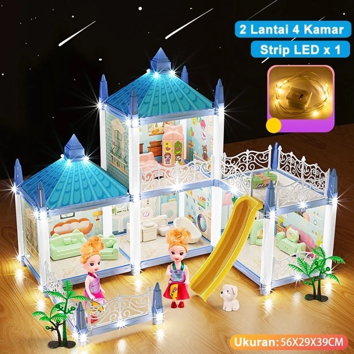 Mainan Anak Rumah Rumahan Boneka Princess Castle 2Tingkat Dapat Doll