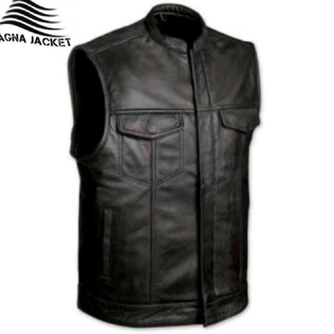 Grosir Vest Pria Jaket Rompi Motor Tebal Anti Angin Hitam Jumbo Kulit Keren