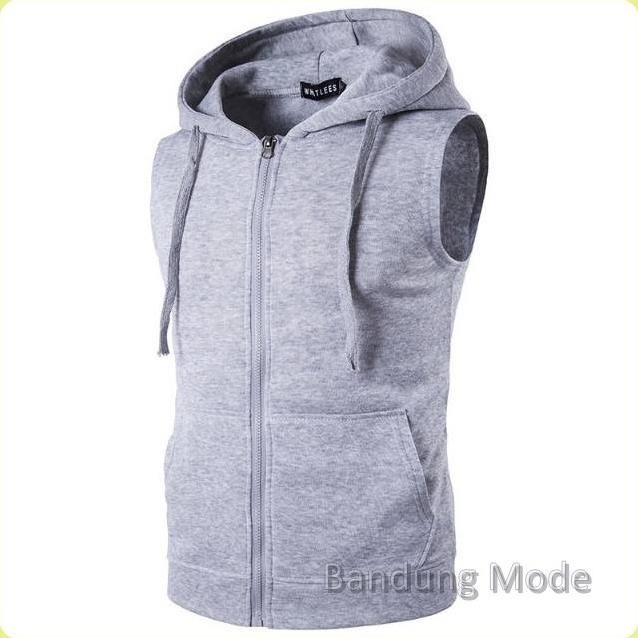 Promo Jaket Sweater Hoodie Lengan Buntung - Rompi Vest Zipper Cowok Pria