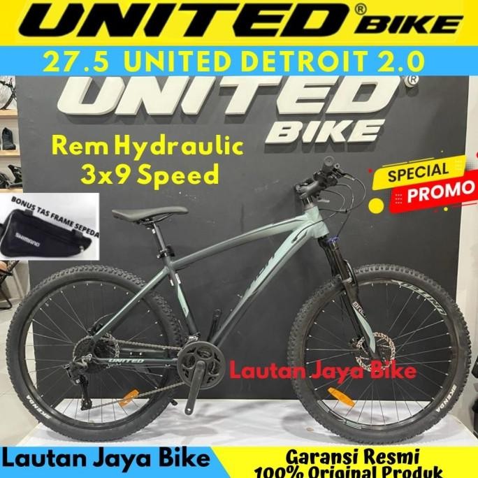 Sepeda 27.5 MTB UNITED DETROIT 2.0 Rem Hydraulic Fork bis lock 9 sp