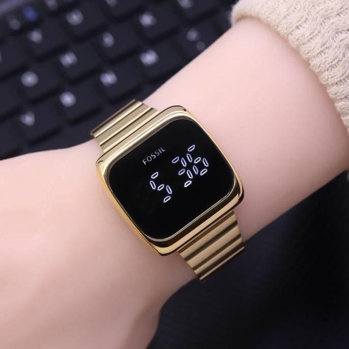 Jam Tangan Wanita Fossil Digital Touch Kotak Rantai