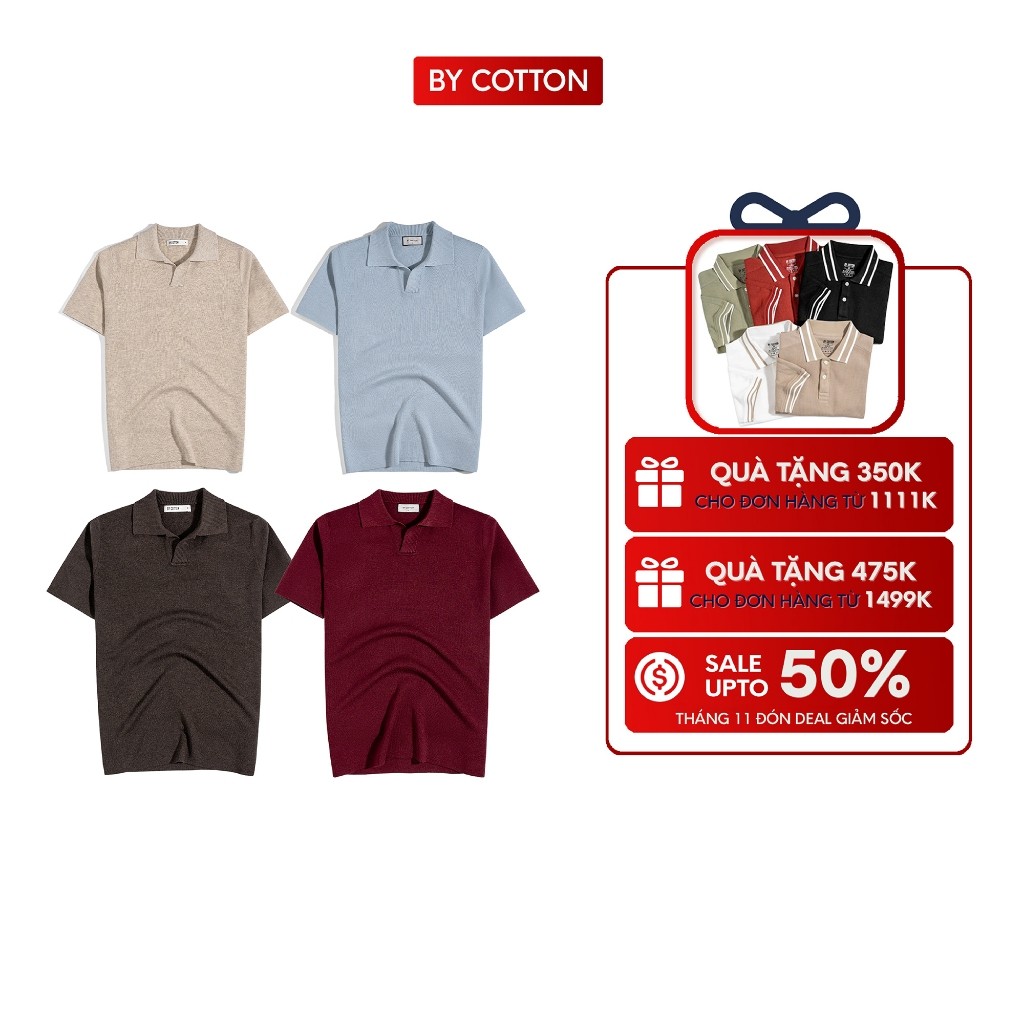 Kaos Polo Pria Berkualitas Tinggi Rajutan Benang Polos 3 Warna Krem - Biru Pastel - Merah Oleh Katun