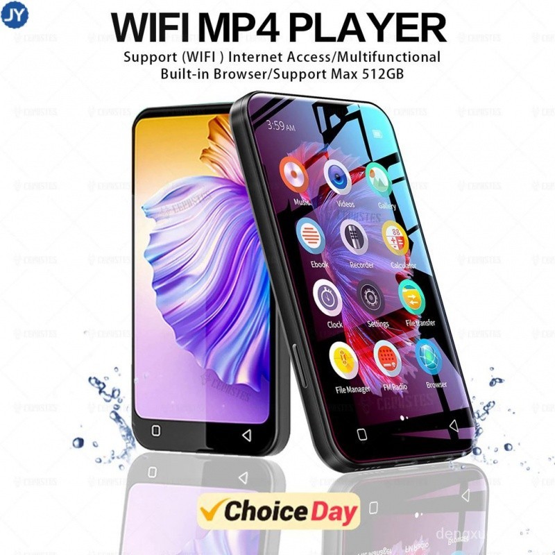 Pemutar MP4 WiFi Portabel Bluetooth MP5 HiFi Sound Music MP3 Player 4.0" Layar Sentuh Penuh FM/Perek