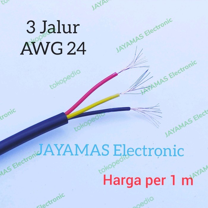 FREE ONGKIR Kabel 3 jalur AWG24 kabel isi 3 awg 24 kabel bulat 3 wrn hrg 1 meter