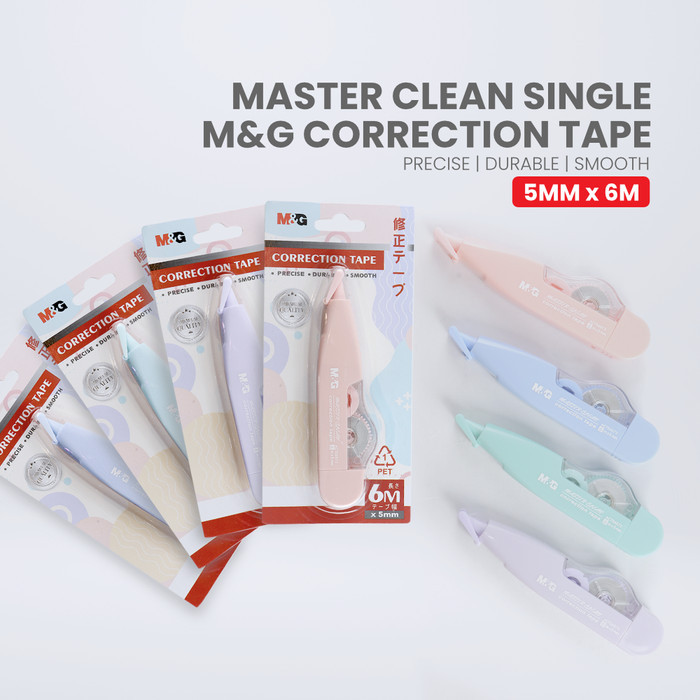 

EW363 M&G Correction Tape / Pita Koreksi Pastel Color Master Clean 6M*5MM ACT56073 OBRAL