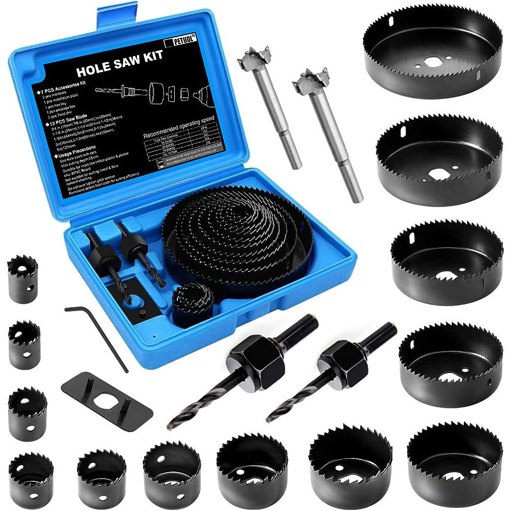 Holesaw Hole Saw 16 Pcs - Mata Bor Bulat Lubang - Set Mata Bor Pelubang Kayu Paralon Hidroponik