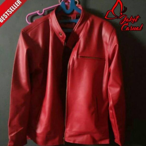 JAKET KULIT MERAH / JAKET MOTOR MERAH GT