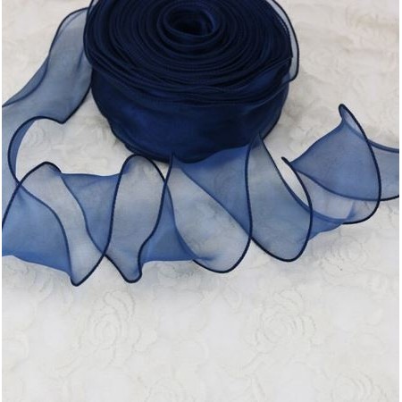 

RT470 Organza Ribbon Wavy Crimping 6cm (per meter) - navy blue NEW