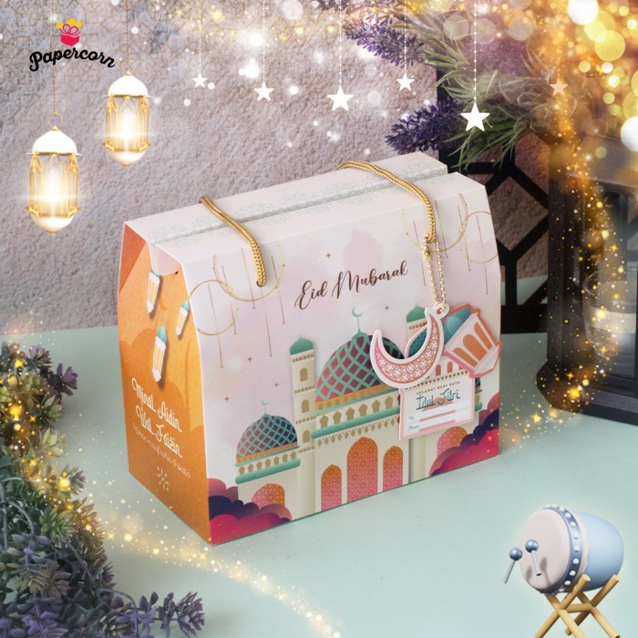 

10 Pcs Gable Box Hampers Idul Fitri - MASJID PINK 2 TOPLES uk 19x10x16