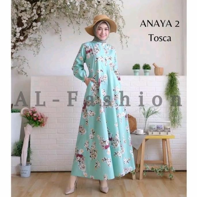 GAMIS ANAYA BAHAN KATUN JEPANG/GAMIS BUNGA BUNGA CANTIK KATUN JEPANG