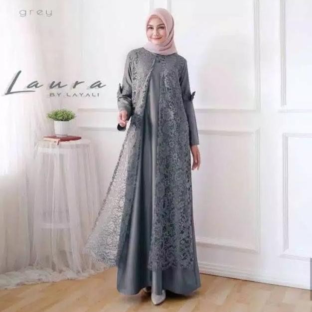 GAMIS SYARI BROKAT TERBARU MODEL BAJU GAMIS KOMBINASI BROKAT LAURA