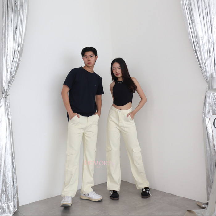 Cargo X56 Cream - Women Cargo Pants Celana Panjang Wanita Cargo Polos