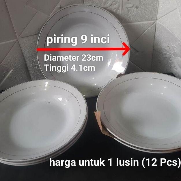 PIRING MAKAN KERAMIK PUTIH LIS EMAS HARGA UNTUK 1 LUSIN (12 PCS) SUNBIRD 2807T