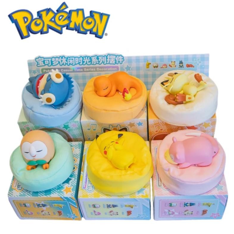 6 styles pokemon pikachu meowth rowlet charmander gonbe figures sleep starry dream series action fig