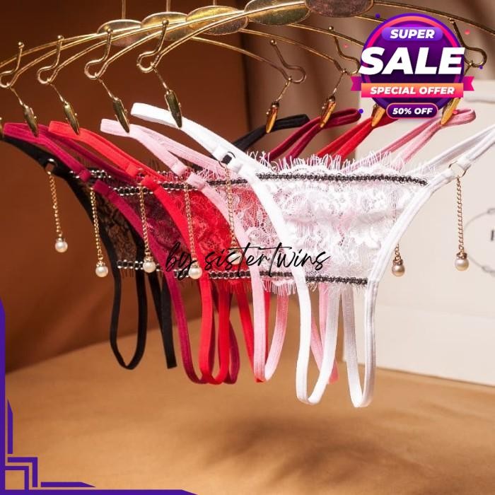 CD WANITA SEXY OPEN PEARL GSTRING TRANSPARAN THONG BY SISTER TWINS STORE BEST PRODUK 