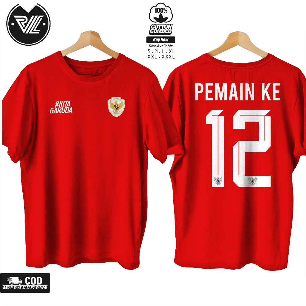 Kaos Kaos 12th Player Kita Garuda New Series Pria Distro Viral Combed 30s Unisex - Kaos Supporter Sa