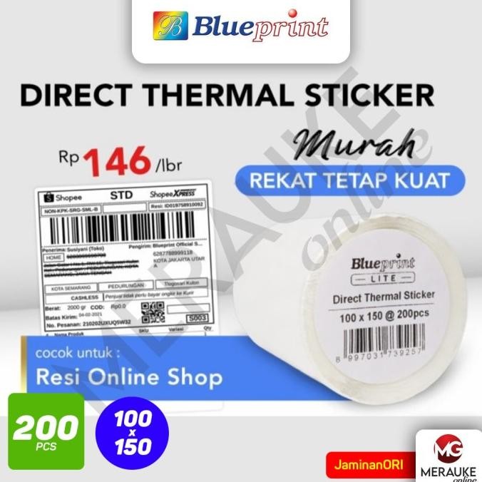 

Sale Blueprint Direct Thermal Sticker / Kertas Print Resi 100Mm X 150Mm