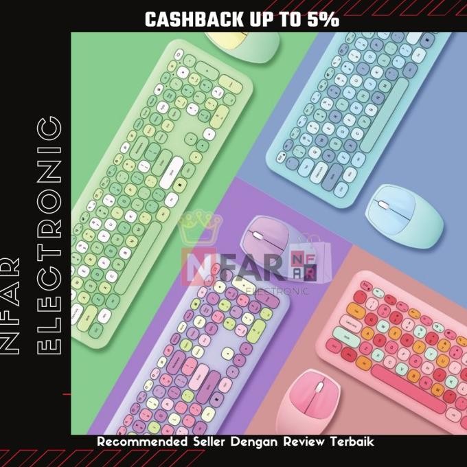 Keyboard Mouse Wireless Combo Karakter Lucu Unik Keyboard Fashion Terbaru