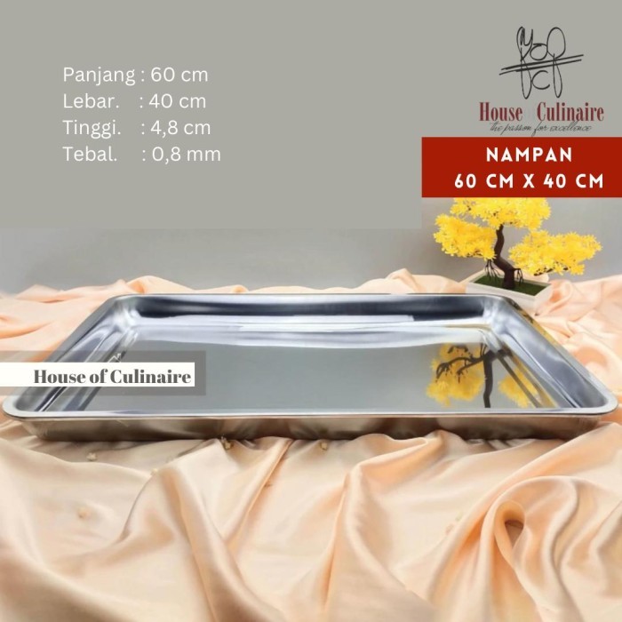 Nampan Baki 60 x 40 cm Stainless Tebal Multifungsi Wadah Saji