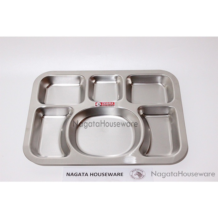 Baki Nampan Persegi Stainless 6 sayur 6 Compartment Tray Zebra 132040