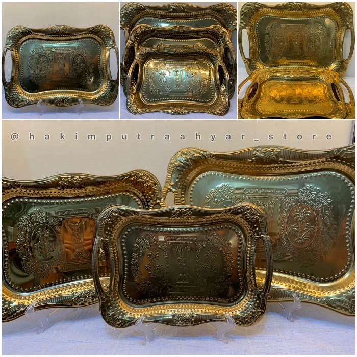 Talam Arab Kuning Nampan Arab Stainless Baki Arab Emas Ukir