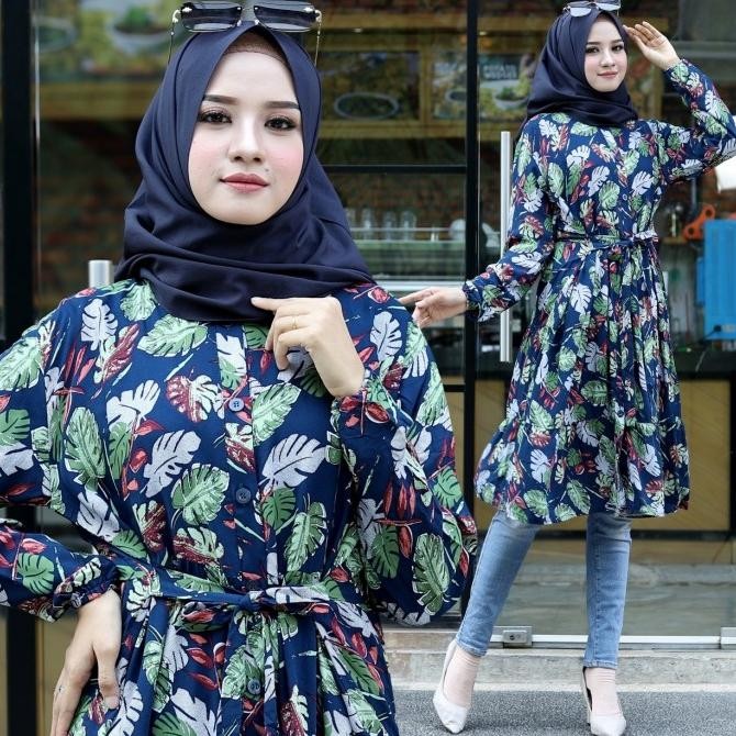 Baru Baju Atasan Tunik Baju Atasan Wanita Muslim Tunik Busui Motif Bunga