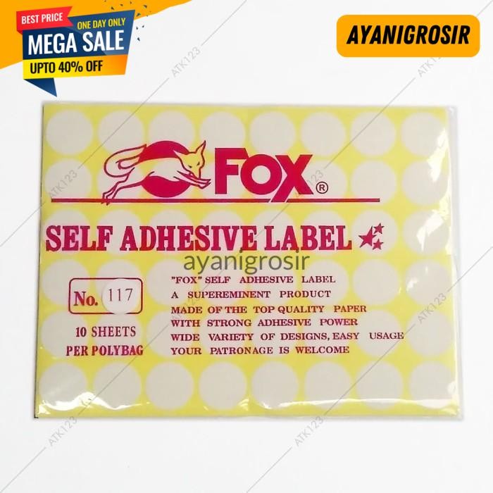 

PAKET HEMAT KERTAS / LABEL STIKER FOX NO. 117 UK. 25 MM (LINGKARAN / BULAT) BY AYANI GROSIR !!