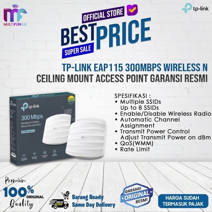 

TP-LINK EAP115 300Mbps Wireless N Ceiling Mount Access Point Garansi Resmi