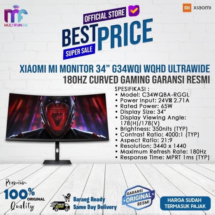 

Xiaomi Mi Monitor 34" G34WQi WQHD Ultrawide 180Hz Curved Gaming
