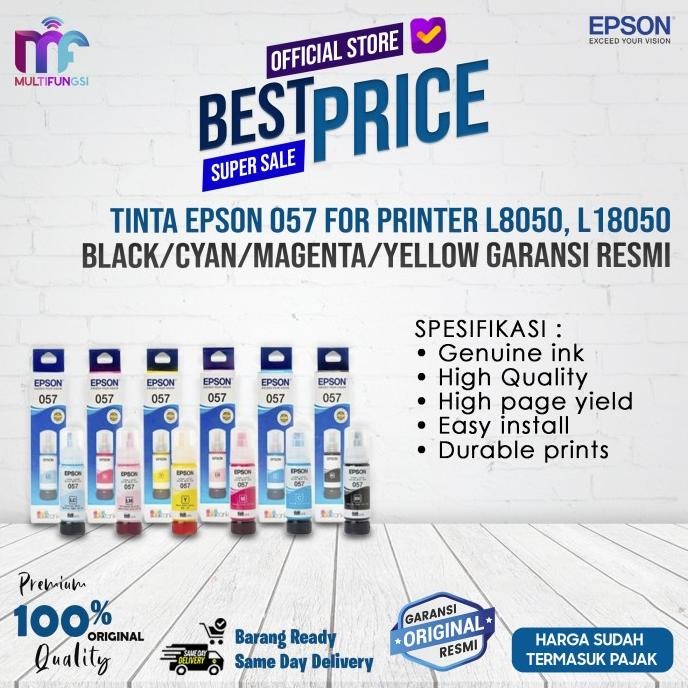 

Tinta Epson 057 / T057 For Printer L8050, L18050 Black/Cyan/Magenta/Yellow Garansi Resmi