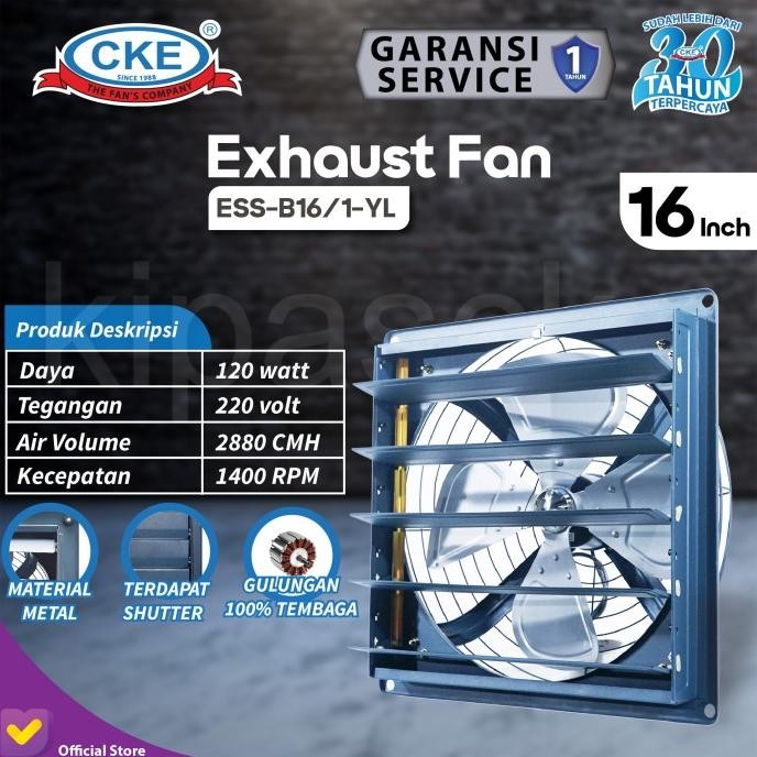 Exhaust Fan Shutter 16 Inch CKE Exhaust Dinding Tembok Baling Besi