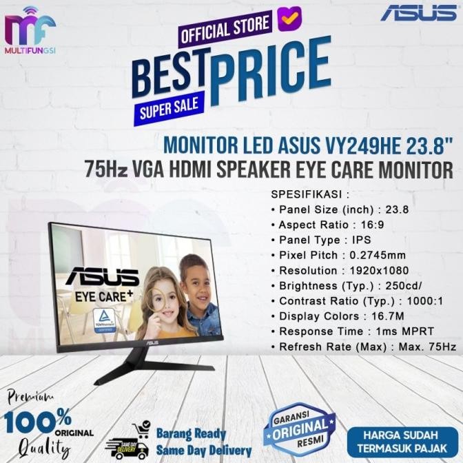 

Monitor LED Asus 24" VY249HE VGA 75Hz HDMI Speaker Eye Garansi Resmi