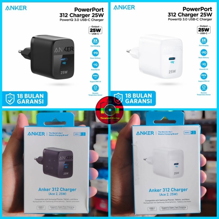 HARGA DISC - Charger PD Anker 312 25Watt Power Delivery A2642 Fast Charging PPS 25W
