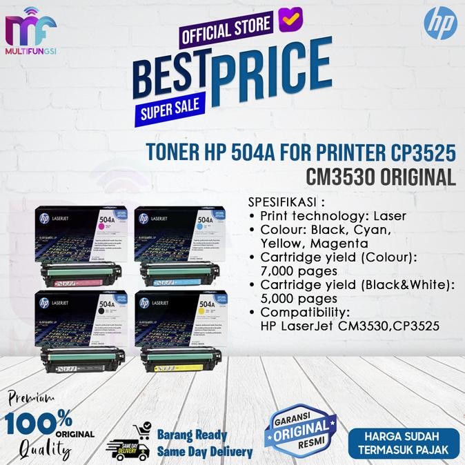 

Toner HP 504A For Printer CP3525 CM3530 Original