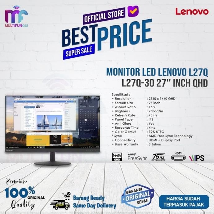 

Monitor LED Lenovo 27'' L27Q L27Q-30 IPS HDMI 75Hz Garansi Resmi
