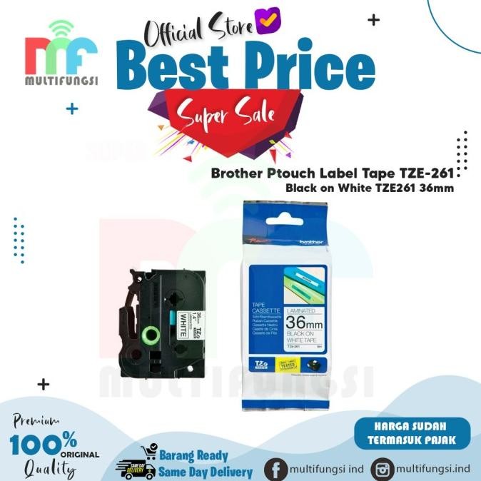 

Brother Ptouch Label Tape TZE-261 Black on White TZE261 36mm