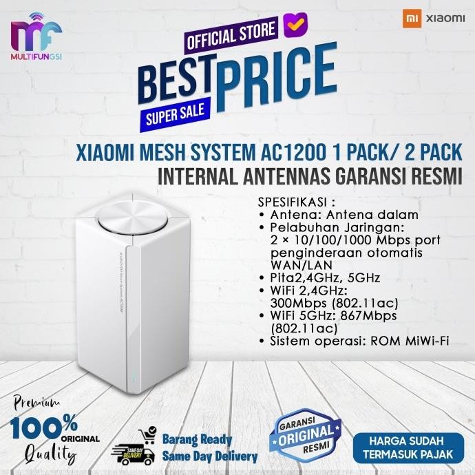 

Xiaomi Mesh System AC1200 1 Pack / 2 Pack Internal Antennas Garansi Resmi