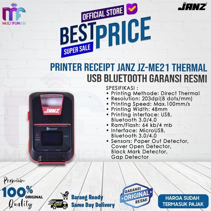 

Printer Receipt Janz JZ-ME21 Thermal USB Bluetooth Garansi Resmi