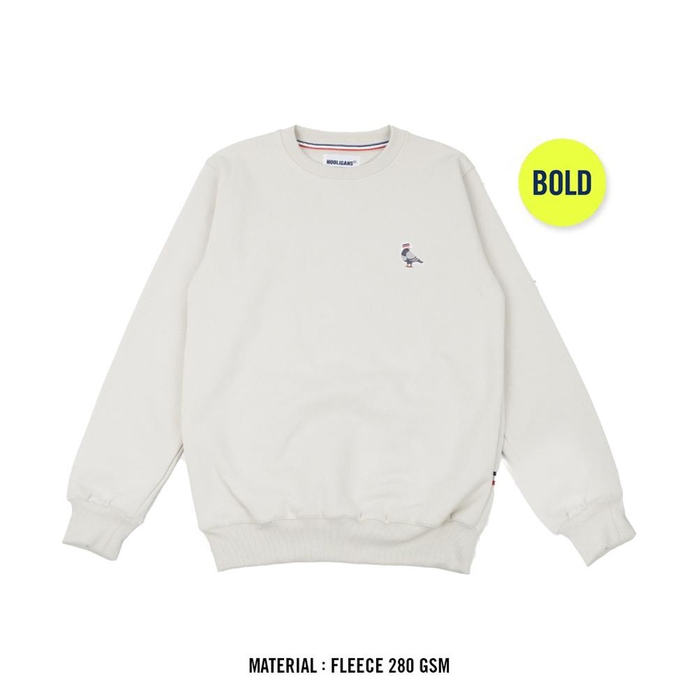 Flash  Sale Hooligans Sweater Crewneck Bold Pigeon Light Gray Garansi