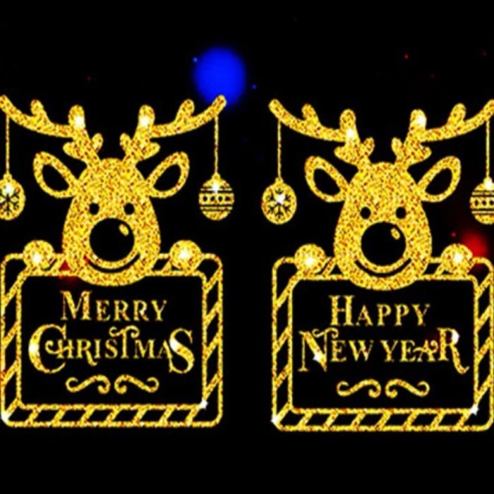 STIKER KACA DEKORASI NATAL PERLENGKAPAN NATAL STICKER GOLD