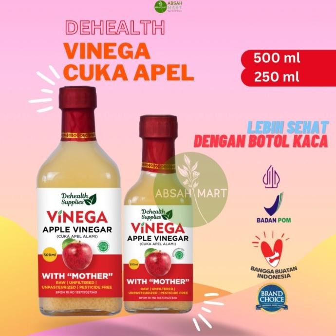 

Cuka Apel dehealth vinega finega 250 ml dan 500 ml raw unfiltered