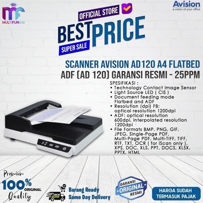 

Scanner Avision AD120 A4 Flatbed + ADF (AD 120) Garansi Resmi - 25ppm