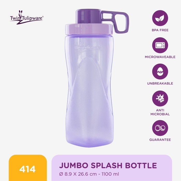 TERBARU Botol Minum Twin Tulipware Jumbo Splash bottle 1100 ml