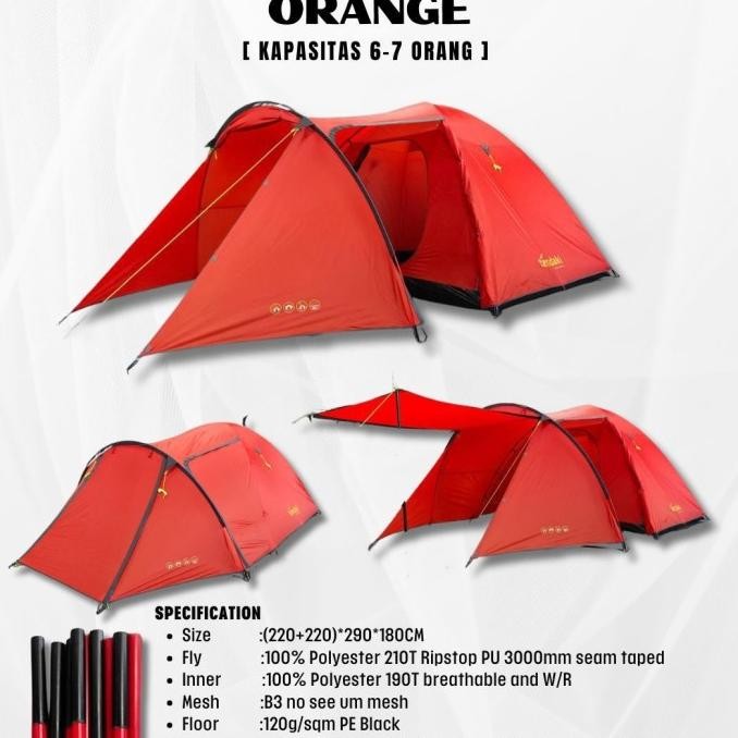 Family Tent Tendaki Moluccas 6 Pro Kapasitas 6 - 7 Orang Original