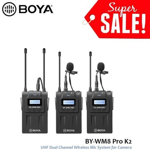 Boya By-Wm8 Pro-K2 Uhf Dual-Channel Wireless Mic Clip On (Original)