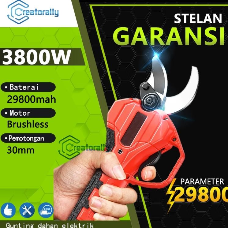 CREATORALLY Gunting dahan elektrik Cordless brushless 3800W gunting dahan dan ranting baterai