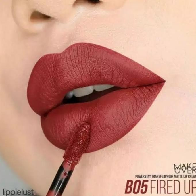 Lipstik Make Over Powerstay Transferproof Lip Cream B05 Fired Up ori