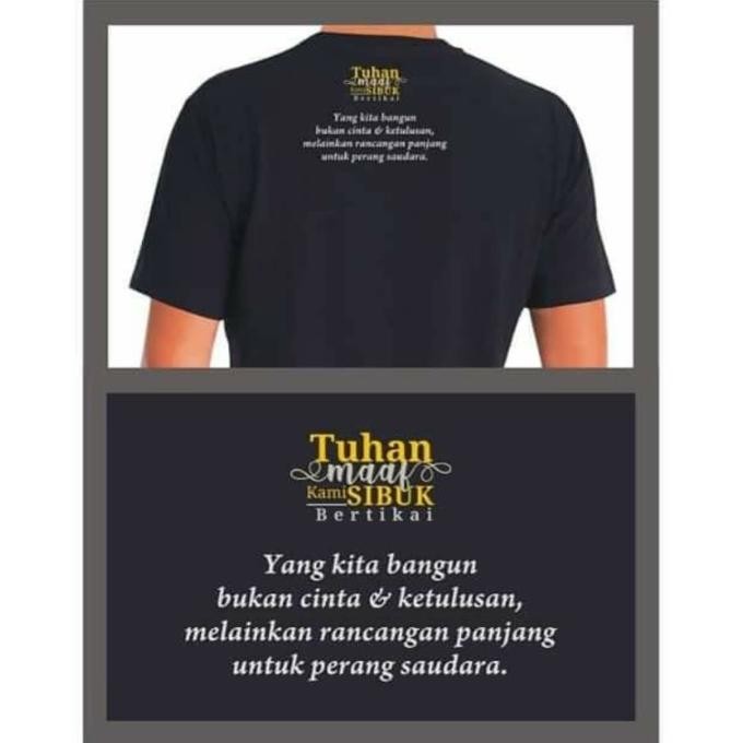 Terbaru  Kaos Maiyah Cak Nun - Tuhan Maaf Kami Sibuk Bertikai - NU Muhammadiyah