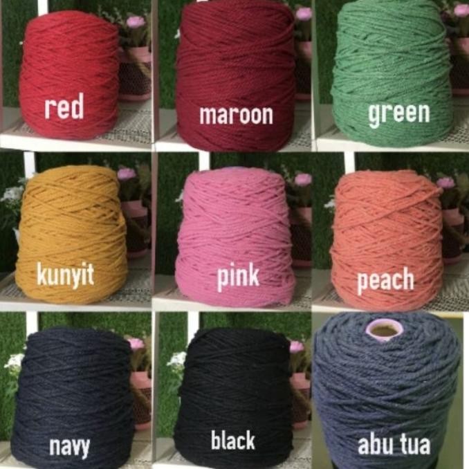 

Benang macrame rope warna fuschia twist ukuran 4 mm kualitas premium