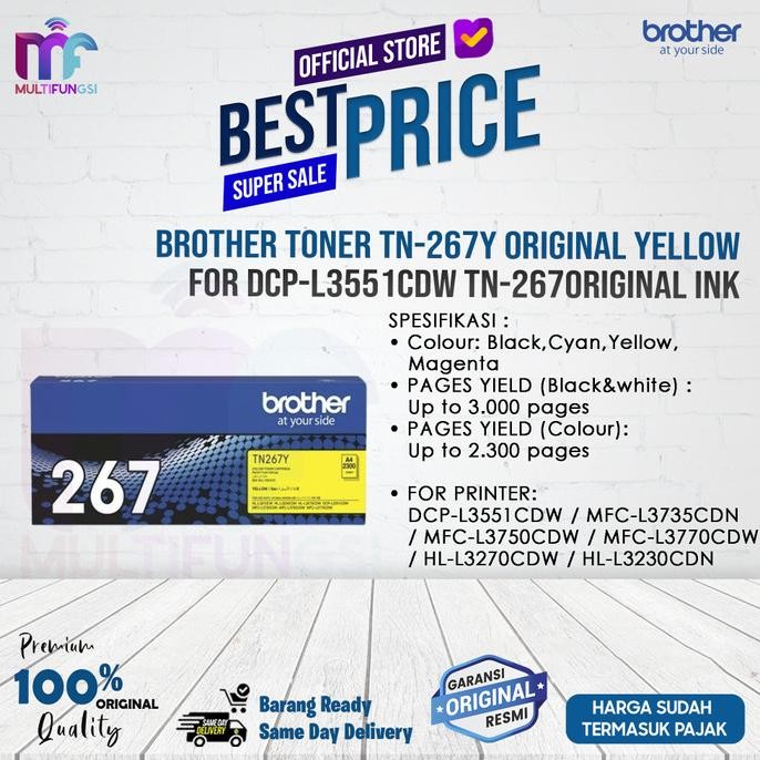 

Brother Toner TN-267Y Original Yellow for DCP-L3551CDW TN-267 / TN267